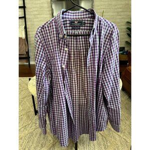 Vineyard Vines Mens Whale Purple Blue Plaid Check Long Sleeve Shirt Size Large